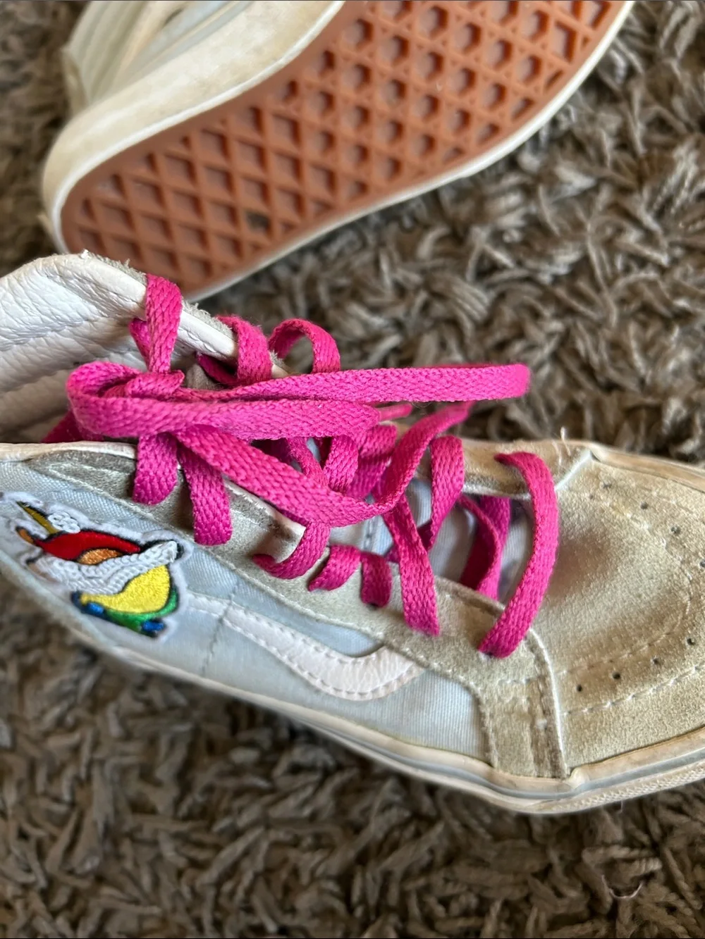 Vans Kids Toddler Sk8-Hi Zip Sneakers Colorful Sequin Unicorn Patch Size 10.5